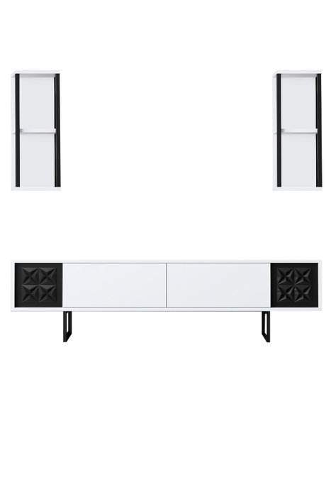 Hanah Home Mueble de TV Black Line - Blanco y Negro